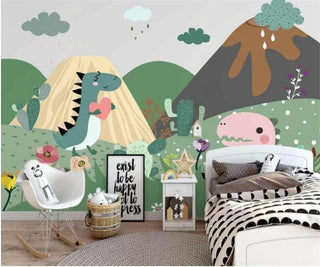 DinoLand Adventure Kids Room Dinosaur Wallpaper-GraffitiWallArt