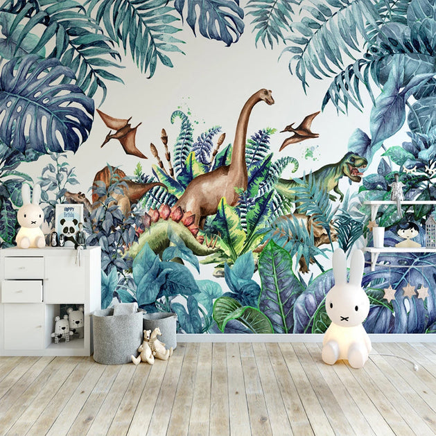 Dinosaur Theme Wallpaper - Perfect for Kids' Bedrooms-GraffitiWallArt