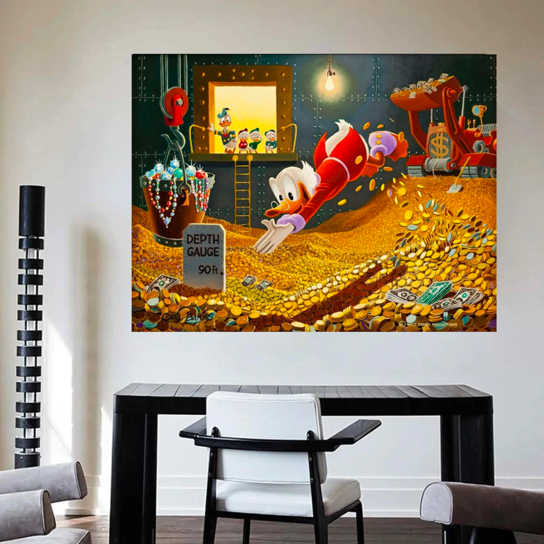 Disney Donald Duck Gold Coin Well Canvas Wall Art-GraffitiWallArt