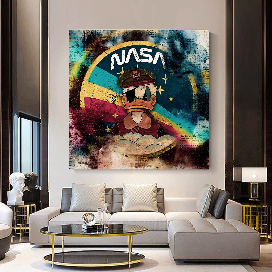 Disney Donald Duck NASA Astronaut Canvas Wall Art-GraffitiWallArt