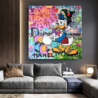 Disney Donald Duck Romantic Graffiti Canvas Wall Art-GraffitiWallArt