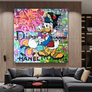 Disney Donald Duck Romantic Graffiti Canvas Wall Art-GraffitiWallArt