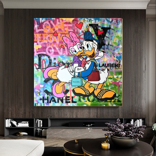 Disney Donald Duck Romantic Graffiti Canvas Wall Art-GraffitiWallArt