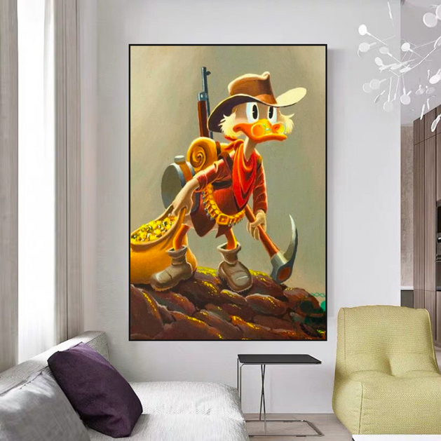 Disney Donald Duck Scrooge Mcduck Canvas Wall Art-GraffitiWallArt