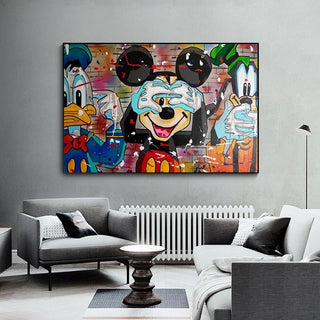 Disney Funny Mickey Mouse Donald Duck Canvas Wall Art-GraffitiWallArt