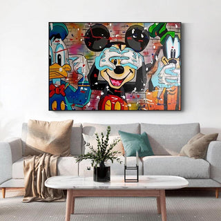 Disney Funny Mickey Mouse Donald Duck Canvas Wall Art-GraffitiWallArt