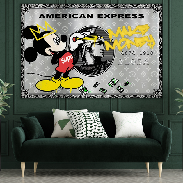 Disney Mickey American Express Canvas Poster Canvas Wall Art - Fast Free Delivery