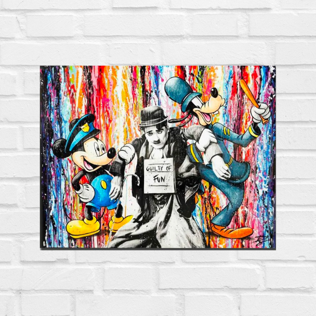 Disney Mickey Goofy and Charlie Canvas Wall Art-GraffitiWallArt