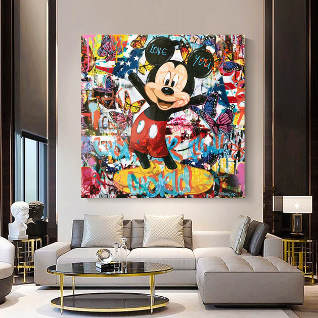 Disney Mickey Mouse Graffiti Canvas Wall Art-GraffitiWallArt
