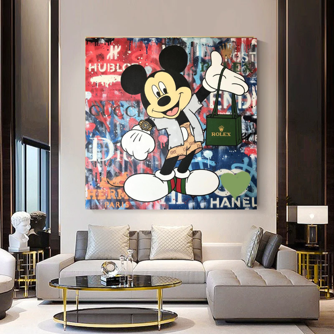 Disney Mickey Mouse Graffiti Canvas Wall Art-GraffitiWallArt