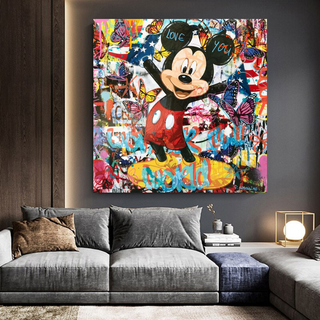 Disney Mickey Mouse Graffiti Canvas Wall Art-GraffitiWallArt