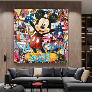 Disney Mickey Mouse Graffiti Canvas Wall Art-GraffitiWallArt