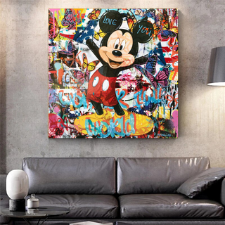 Disney Mickey Mouse Graffiti Canvas Wall Art-GraffitiWallArt