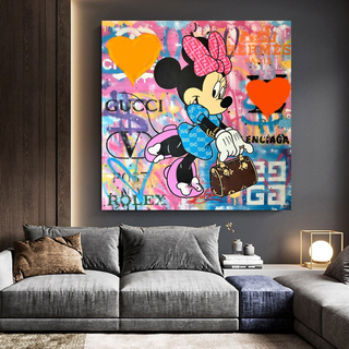 Disney Minnie Mouse Graffiti Canvas Wall Art-GraffitiWallArt