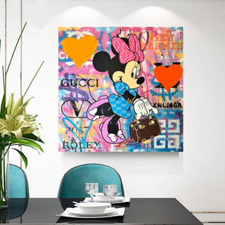 Disney Minnie Mouse Graffiti Canvas Wall Art-GraffitiWallArt