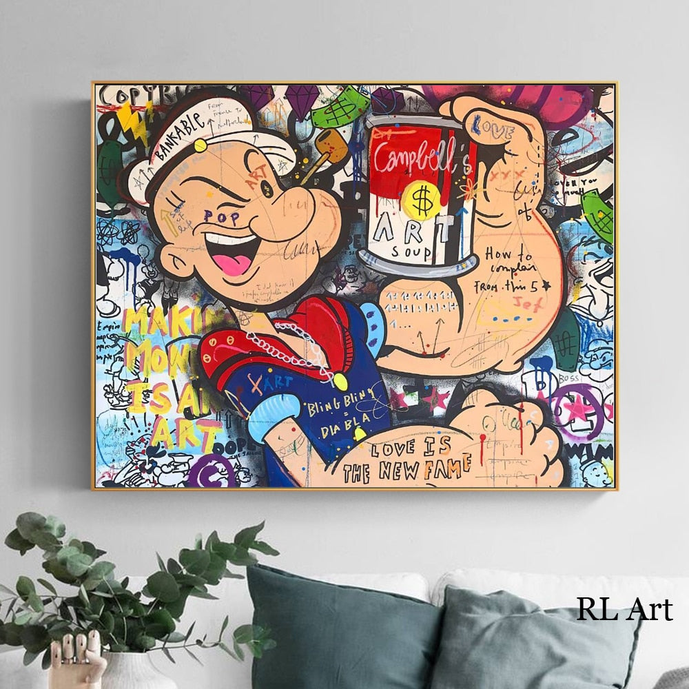 Disney Popeye Picture Canvas Wall Art-GraffitiWallArt