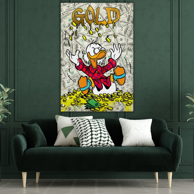 Disney Scrooge McDuck and Gold Coins Canvas Art-GraffitiWallArt