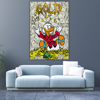 Disney Scrooge McDuck and Gold Coins Canvas Art-GraffitiWallArt