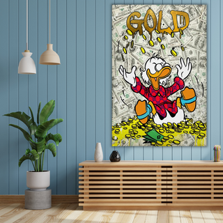 Disney Scrooge McDuck and Gold Coins Canvas Art-GraffitiWallArt