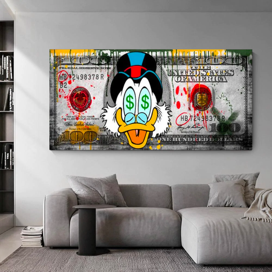 Disney Scrooge McDuck Dollar Donald Duck Canvas Wall Art Poster-GraffitiWallArt