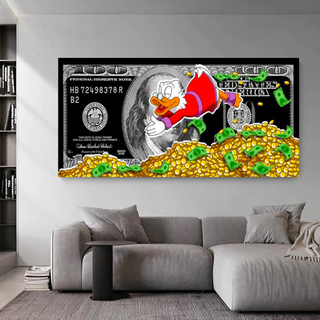 Disney Scrooge McDuck Dollar Donald Duck Canvas Wall Art Poster-GraffitiWallArt