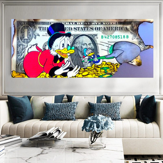 Disney Scrooge McDuck Dollar Donald Duck Canvas Wall Art Poster-GraffitiWallArt