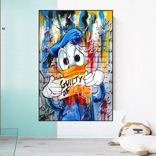 Disney Scrooge McDuck Donald Duck Guilty Dollar Donald Duck Canvas Wall Art Poster-GraffitiWallArt