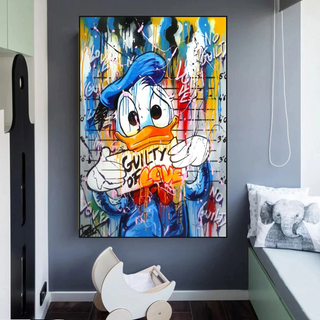 Disney Scrooge McDuck Donald Duck Guilty Dollar Donald Duck Canvas Wall Art Poster-GraffitiWallArt