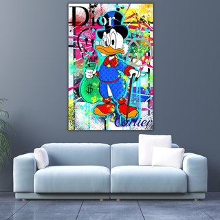 Disney Scrooge McDuck Holding Coins Canvas Art-GraffitiWallArt