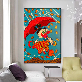 Disney Scrooge Mcduck with Umbrella Canvas Wall Art-GraffitiWallArt