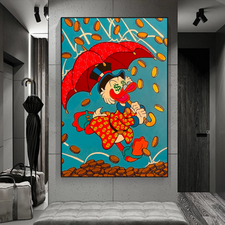 Disney Scrooge Mcduck with Umbrella Canvas Wall Art-GraffitiWallArt