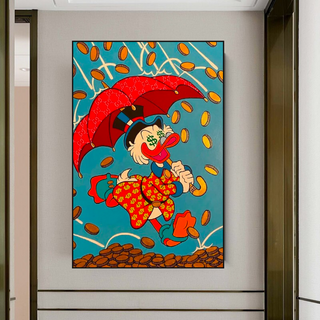 Disney Scrooge Mcduck with Umbrella Canvas Wall Art-GraffitiWallArt