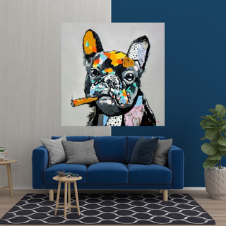 Dog Cheers Smoking Bulldog Canvas Wall Art-GraffitiWallArt