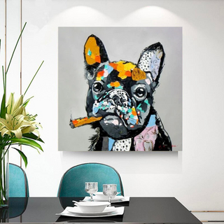 Dog Cheers Smoking Bulldog Canvas Wall Art-GraffitiWallArt