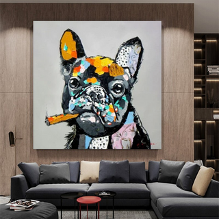 Dog Cheers Smoking Bulldog Canvas Wall Art-GraffitiWallArt