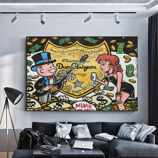 Dom Perignon: Mr Monopoly Canvas Wall Art-GraffitiWallArt