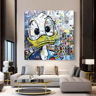 Donald Duck Canvas Wall Art with Tenderness Quote - The Only Beautiful Eyes-GraffitiWallArt