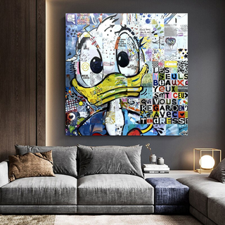 Donald Duck Canvas Wall Art with Tenderness Quote - The Only Beautiful Eyes-GraffitiWallArt