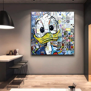 Donald Duck Canvas Wall Art with Tenderness Quote - The Only Beautiful Eyes-GraffitiWallArt