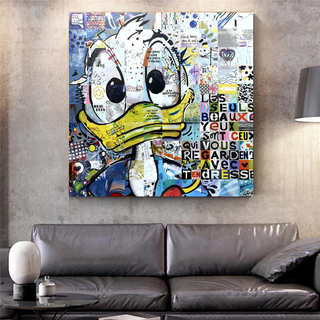 Donald Duck Canvas Wall Art with Tenderness Quote - The Only Beautiful Eyes-GraffitiWallArt