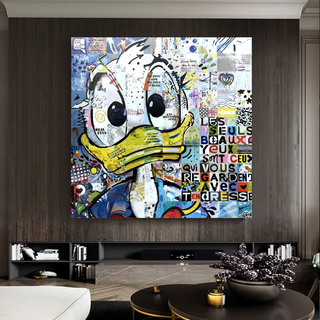 Donald Duck Canvas Wall Art with Tenderness Quote - The Only Beautiful Eyes-GraffitiWallArt