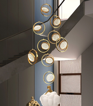 Double Rings Staircase Chandelier: Luxury Lighting Fixture-GraffitiWallArt