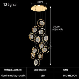 Double Rings Staircase Chandelier: Luxury Lighting Fixture-GraffitiWallArt