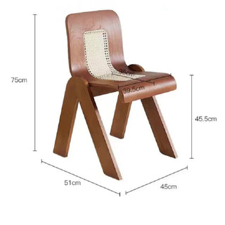 Chaise de salle à manger en rotin rétro Wabi de designer