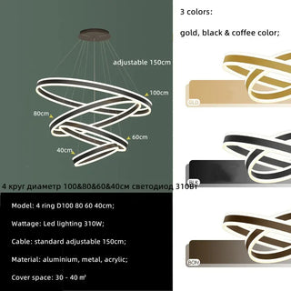 Lustre d'escalier LED Rings : une élégance inégalée