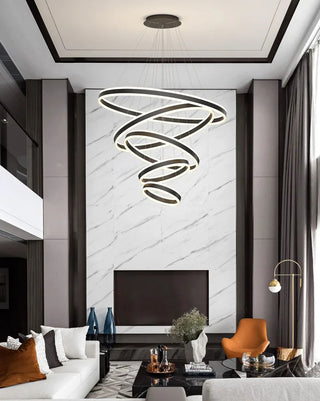 Rings LED Staircase Chandelier: Unparalleled Elegance