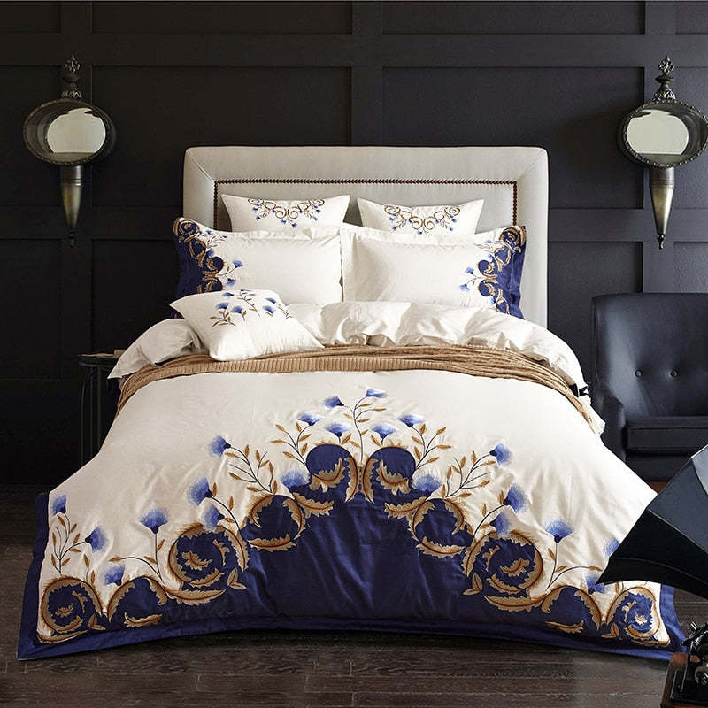 Egyptian Cotton Embroidered Bedding set-GraffitiWallArt