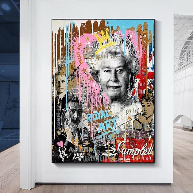 Elizabeth II Canvas Wall Art-GraffitiWallArt