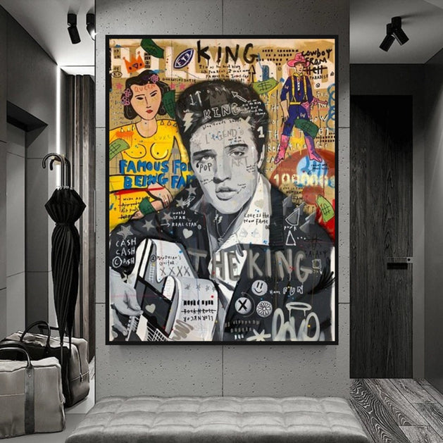 Elvis Presley Singer Graffiti Canvas Wall Art-GraffitiWallArt