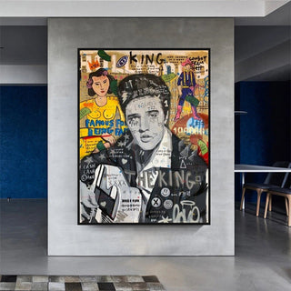 Elvis Presley Singer Graffiti Canvas Wall Art-GraffitiWallArt